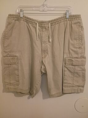 VTG Bugle Boy Men's Casual Cargo Drawstring Shorts - Beige Y2K Sz‎ XL